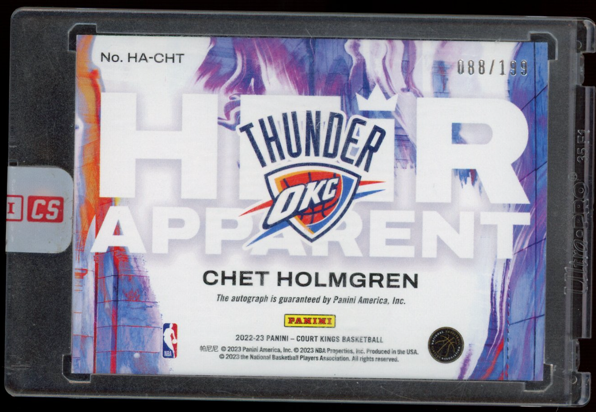 CHET HOLMGREN 2022-23 Panini Court Kings Heir Apparent Rookie Auto /199 Thunder