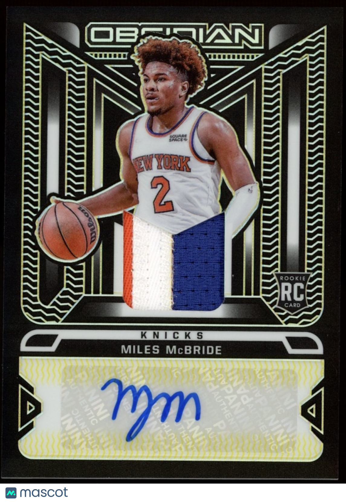 MILES MCBRIDE 2021-22 Panini Obsidian Rookie Patch Auto Etch Yellow /10 Knicks