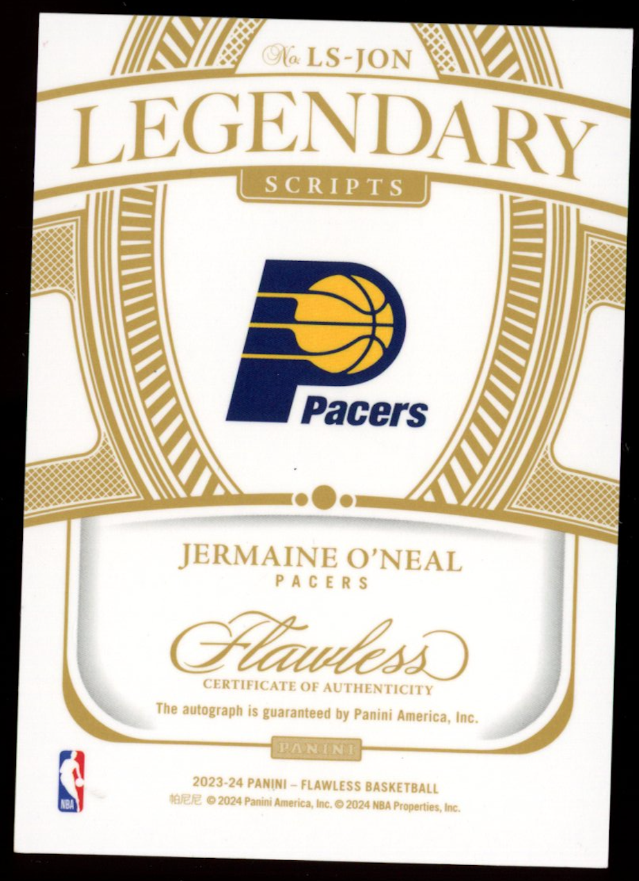 JERMAINE O'NEAL 2023-24 Panini Flawless Legendary Signatures Auto Blue /8 Pacers