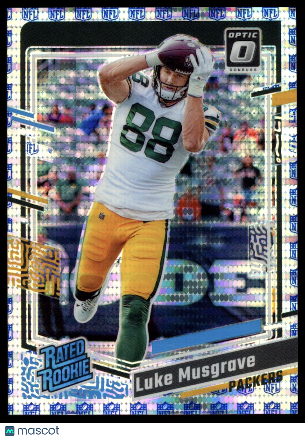 LUKE MUSGRAVE 2023 Panini Donruss Optic Rated Rookie Shield Prizm /32 Packers