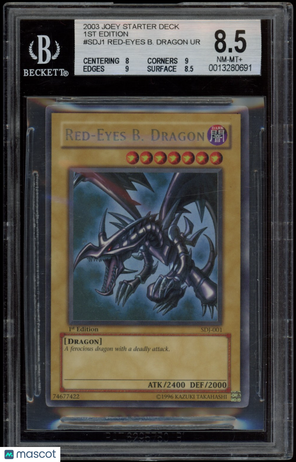 RED-EYES BLACK DRAGON 2003 Yu-Gi-Oh Starter Deck Joey 1st Ed #SDJ-001 BGS 8.5