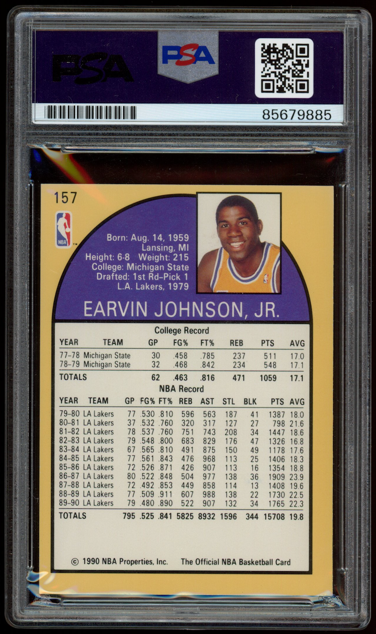 MAGIC JOHNSON 1990-91 NBA Hoops MVP Signed Auto #157 PSA Authentic Lakers