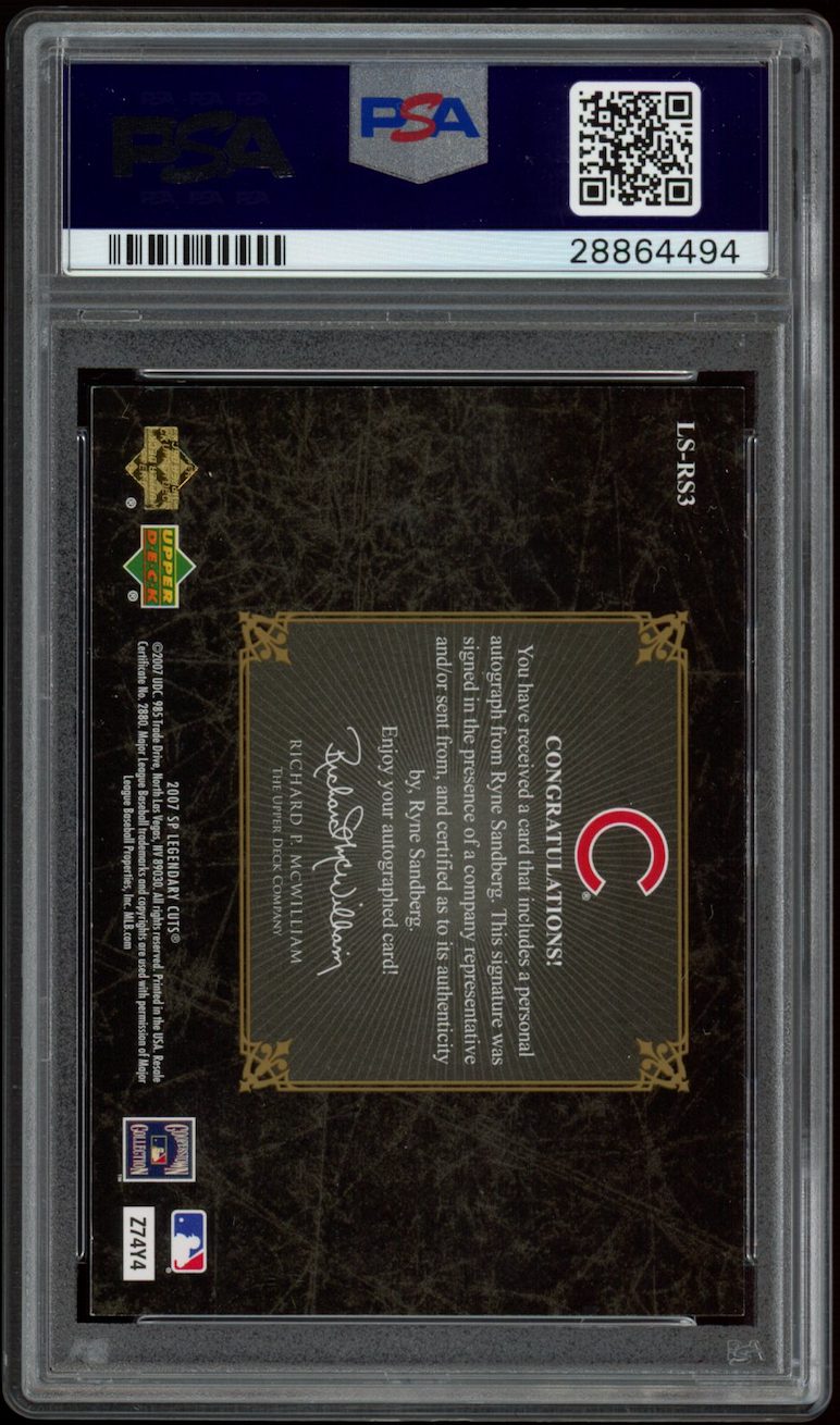 RYNE SANDBERG 2007 SP Legendary Cuts Legendary Signatures Auto #LSRS3 PSA 8 Cubs
