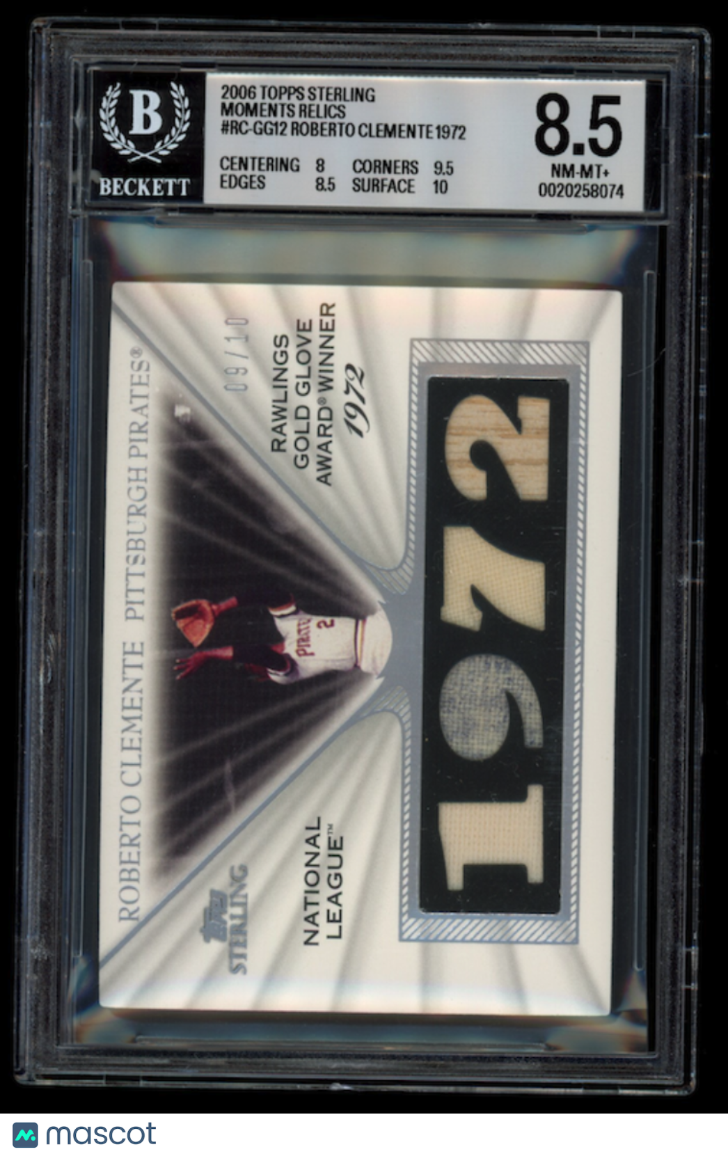 ROBERTO CLEMENTE 2006 Topps Sterling Moments Relics Quad Patch /10 #GG12 BGS 8.5