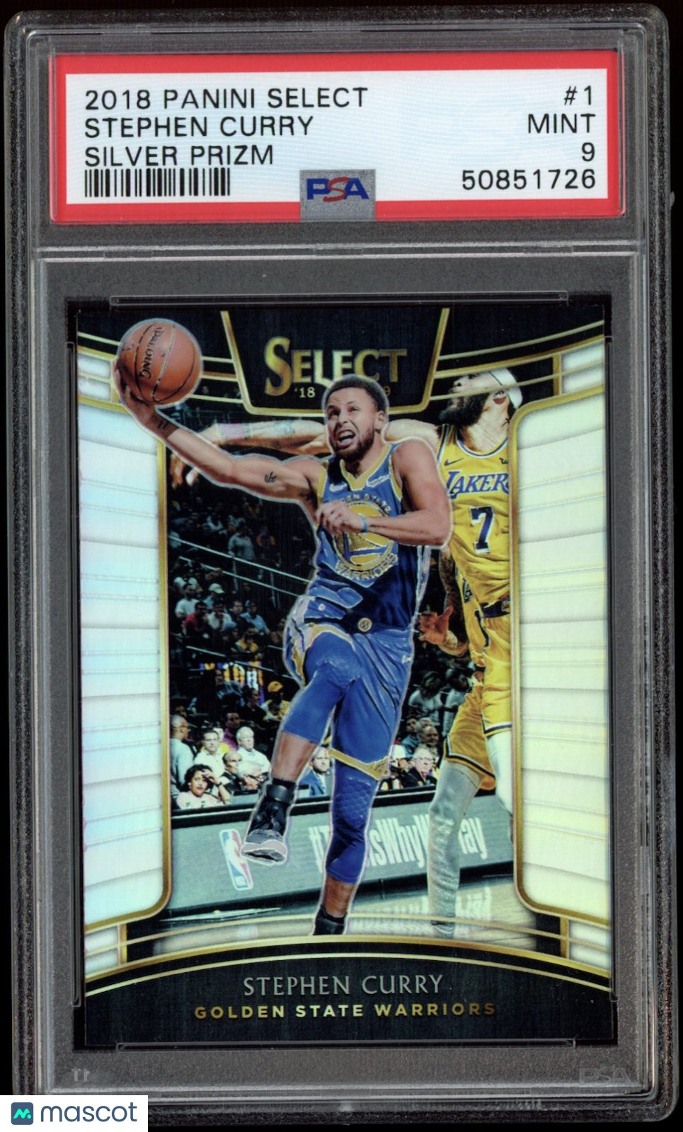 STEPHEN CURRY 2018 Panini Select #1 Silver Prizm PSA 9 MINT Warriors