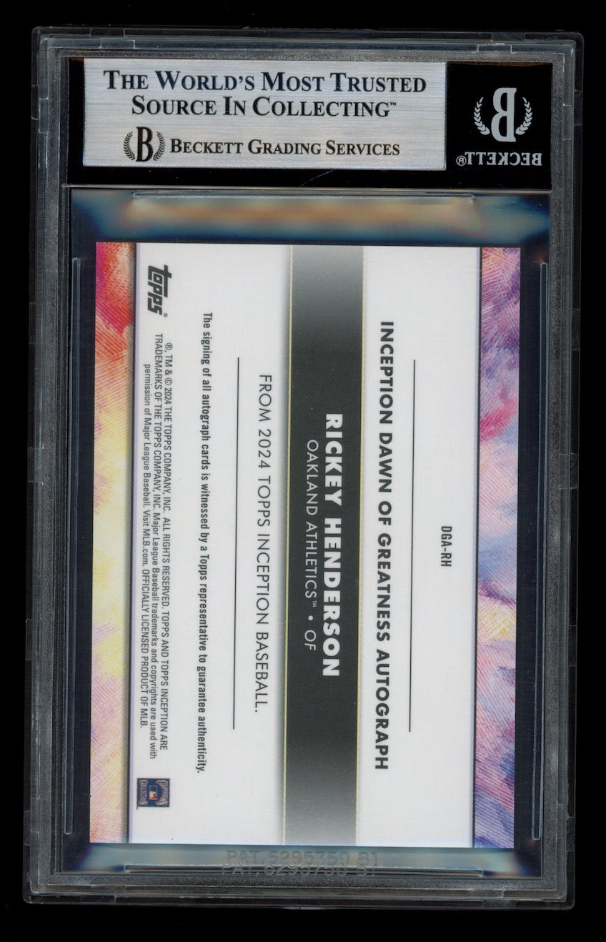 RICKEY HENDERSON 2024 Topps Inception Dawn of Greatness Auto /25 #DGARH BGS 9