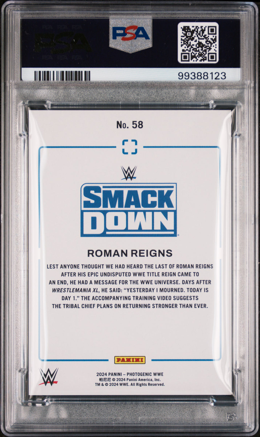 ROMAN REIGNS 2024 Panini Photogenic WWE Maze Parallel /25 #58 PSA 9
