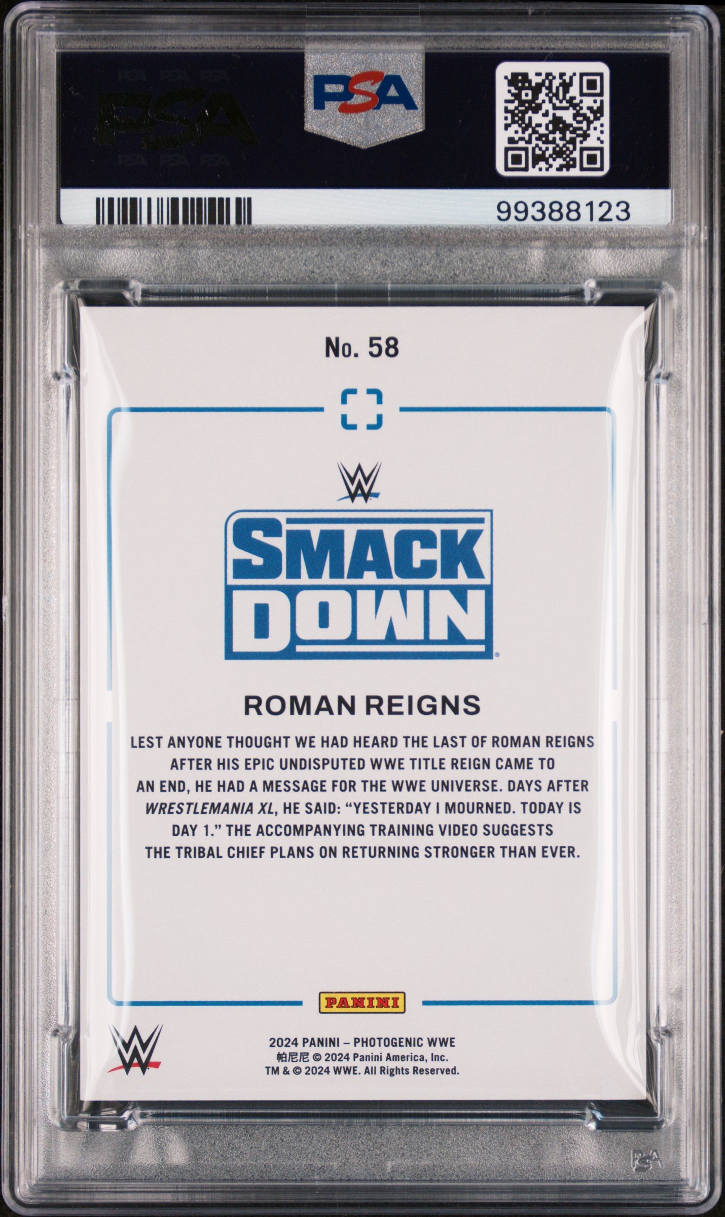 ROMAN REIGNS 2024 Panini Photogenic WWE Maze Parallel /25 #58 PSA 9