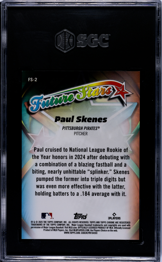 PAUL SKENES 2025 Topps Chrome Future Stars Logofractor Gold /50 SGC 9 #FS-2