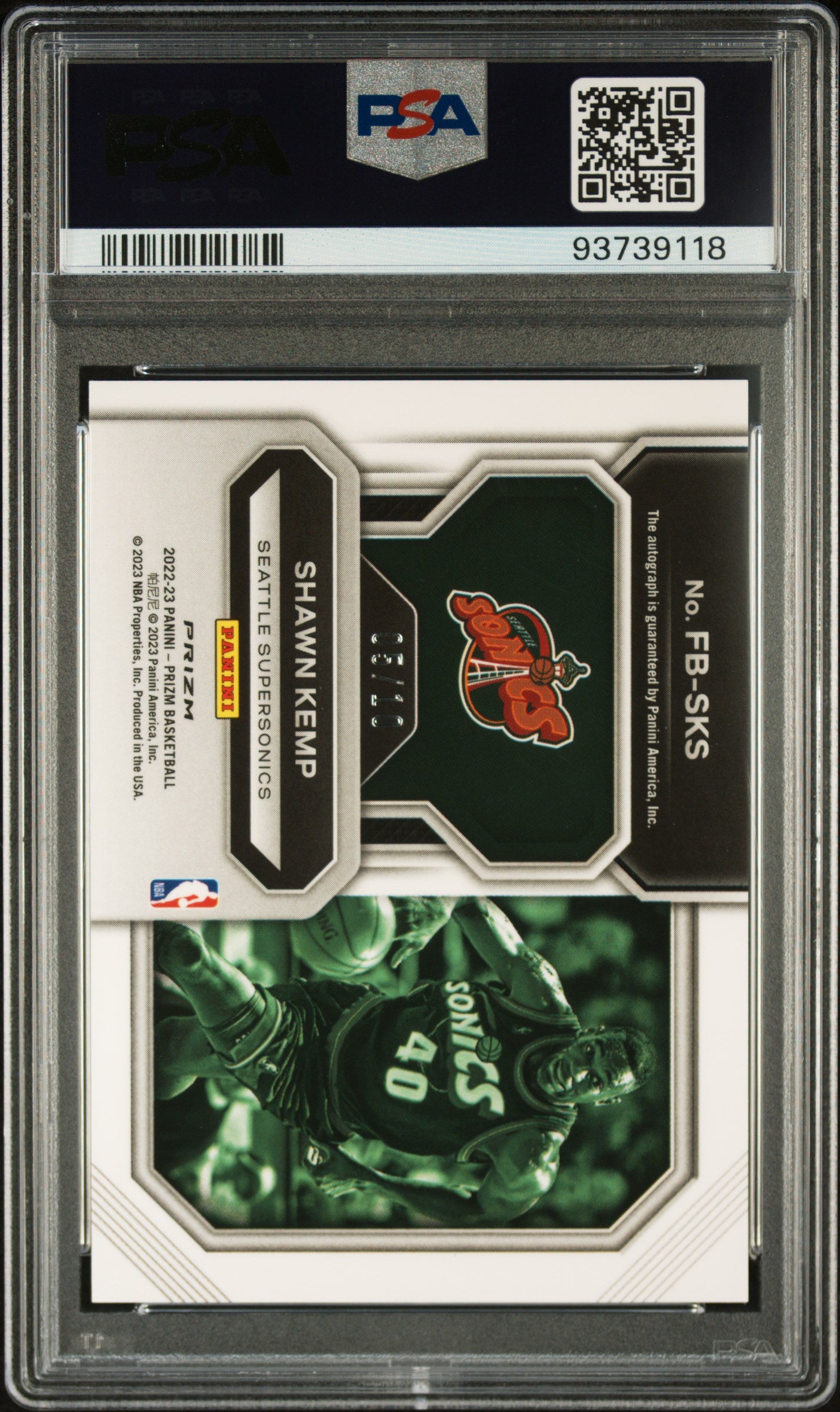 SHAWN KEMP 2022-23 Panini Prizm Fast Break Gold Auto /10 PSA 10 #FB-SKS