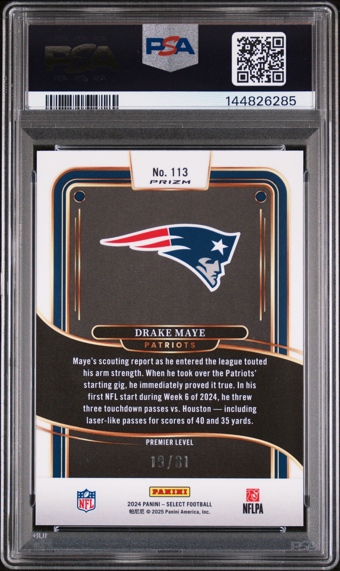 DRAKE MAYE 2024 Panini Select Rookie Dragon Scale Prizm /81 PSA 9 #113 Patriots