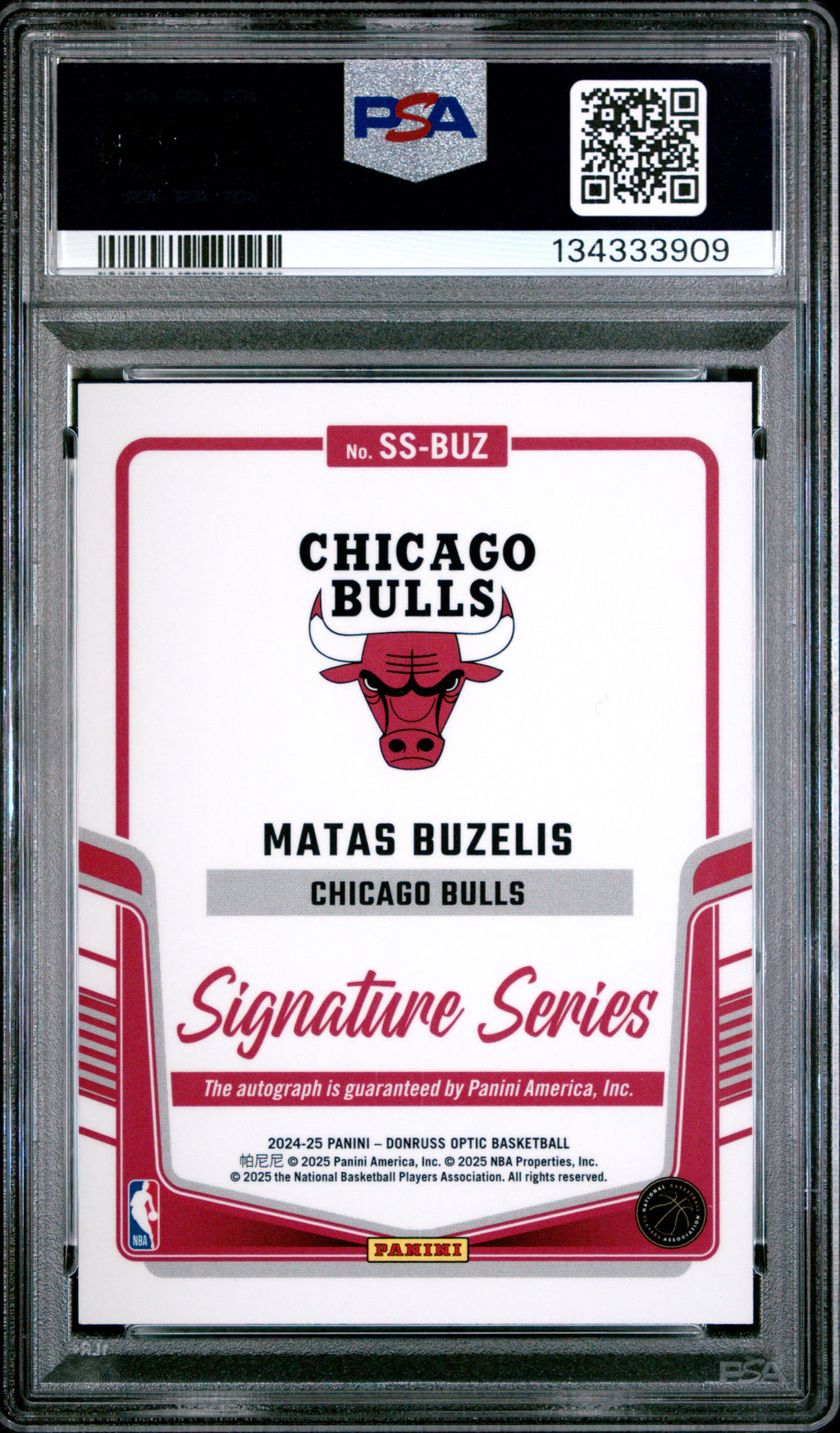 MATAS BUZELIS 2024-25 Donruss Optic Signature Series Rookie Auto #SS-BUZ PSA 10