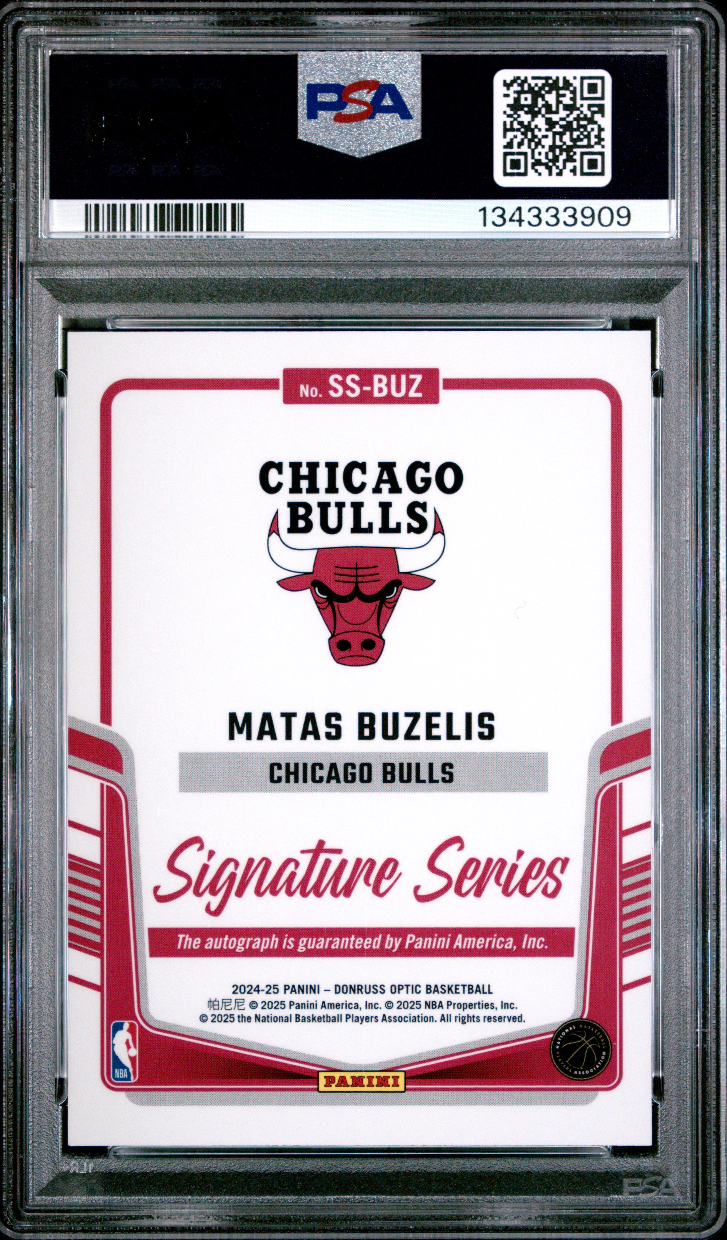 MATAS BUZELIS 2024-25 Donruss Optic Signature Series Rookie Auto #SS-BUZ PSA 10