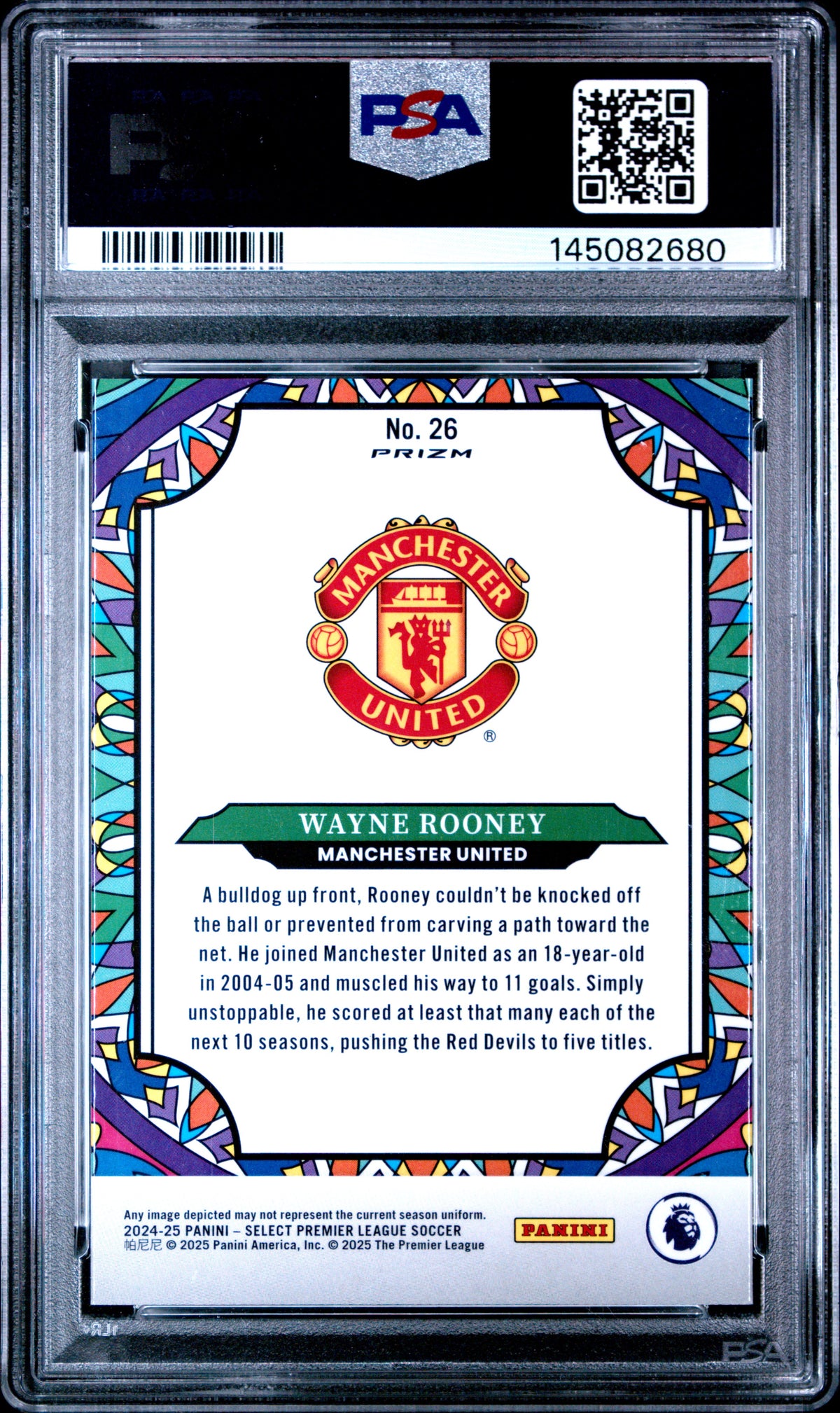WAYNE ROONEY 2024-25 Panini Select Premier League Stained Glass SSP #26 PSA 10