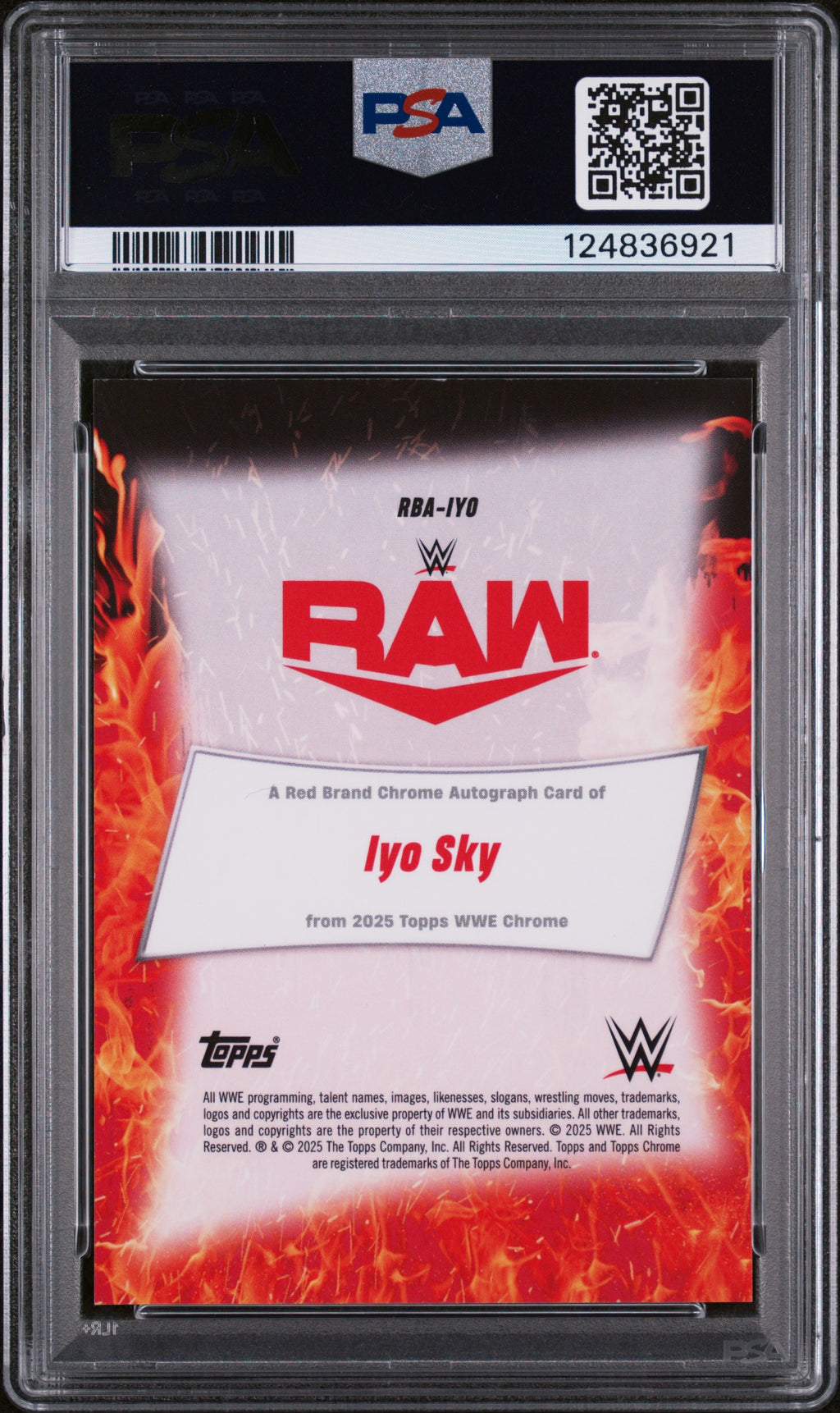 IYO SKY 2025 Topps Chrome WWE Red Brand Chrome Auto Gold Refractor /50 PSA 9