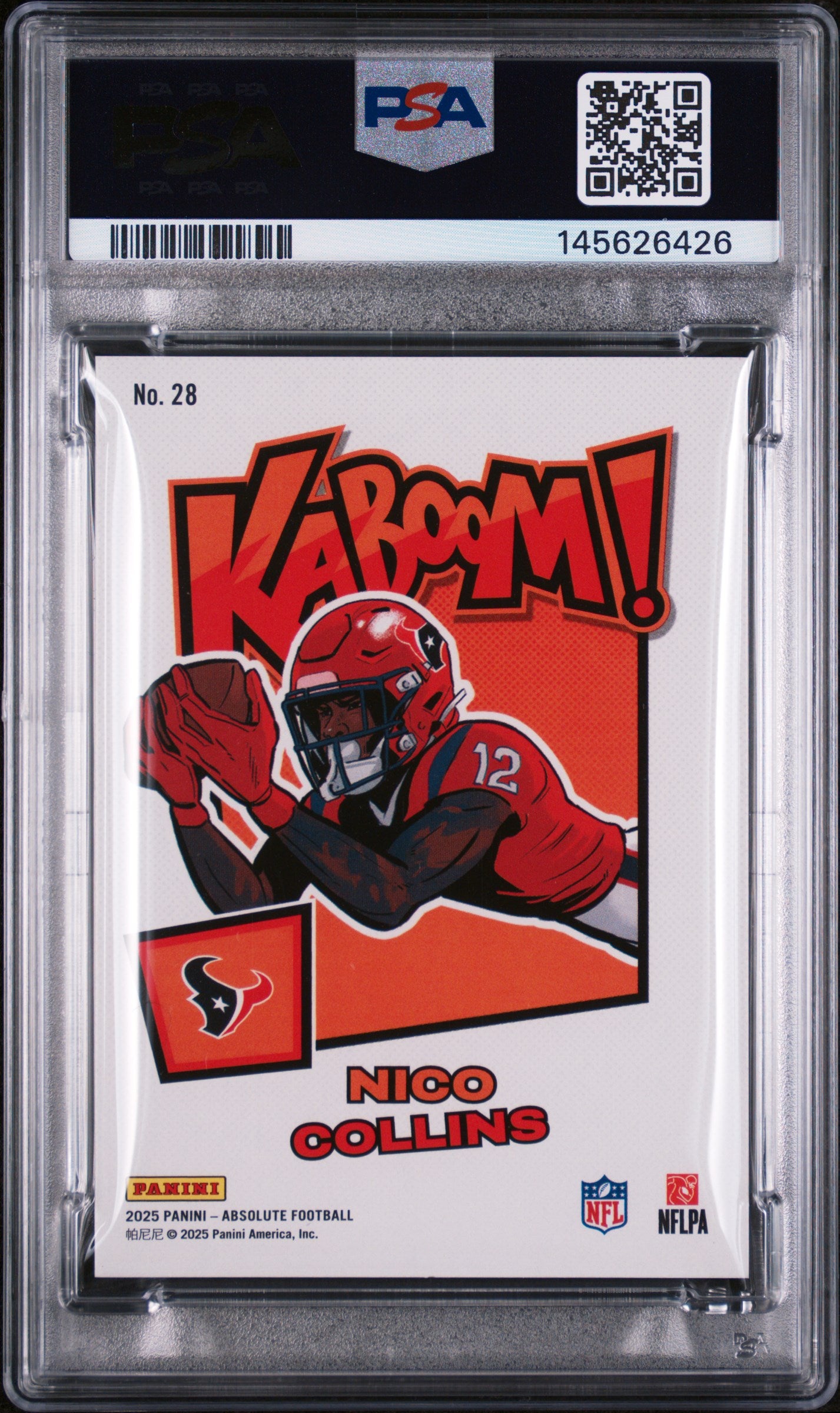 NICO COLLINS 2025 Panini Absolute Kaboom Horizontal Case Hit SSP #28 PSA 9