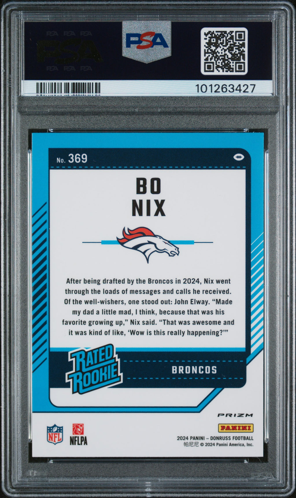 BO NIX 2024 Panini Donruss Optic Preview Rated Rookie Red Pandora Prizm PSA 10