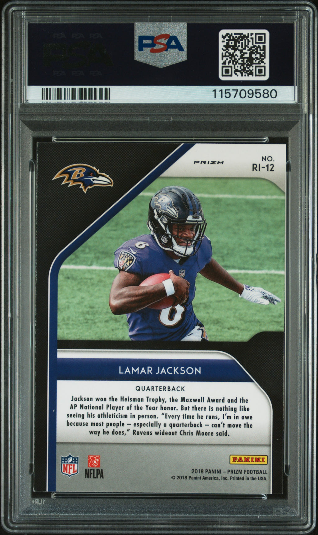 LAMAR JACKSON 2018 Panini Prizm Rookie Introduction #RI-12 PSA 9 Ravens
