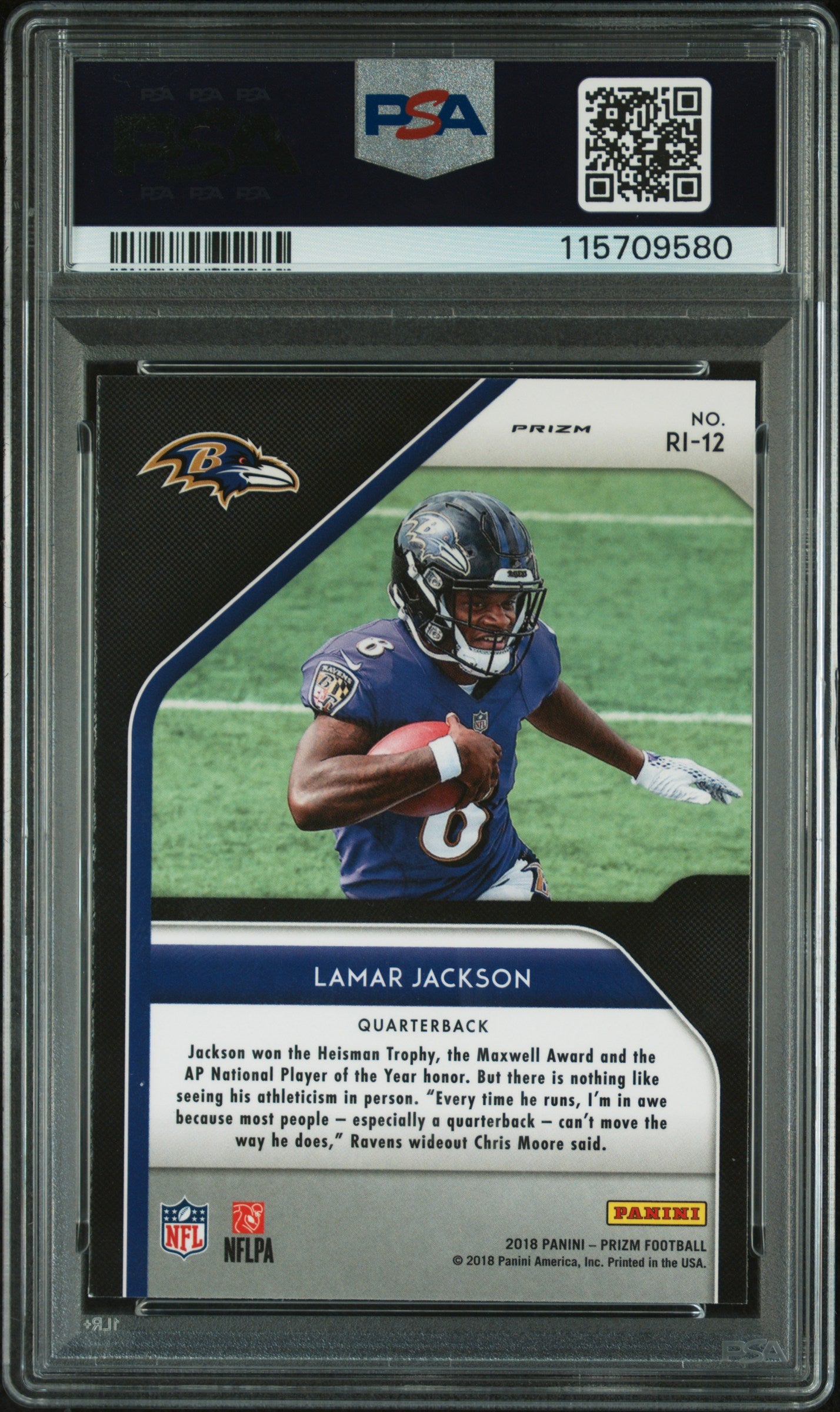 LAMAR JACKSON 2018 Panini Prizm Rookie Introduction #RI-12 PSA 9 Ravens