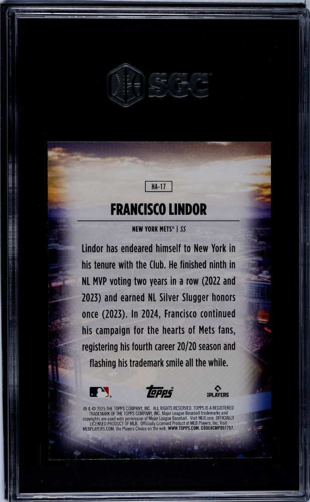 FRANCISCO LINDOR 2025 Topps Home Field Advantage Case Hit SSP #HA-17 SGC 10 Mets