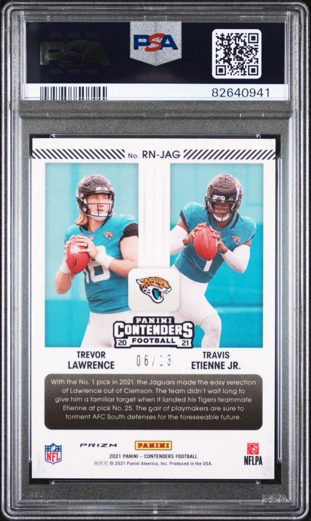TREVOR LAWRENCE ETIENNE 2021 Panini Contenders Optic Red White Blue /13 PSA 10