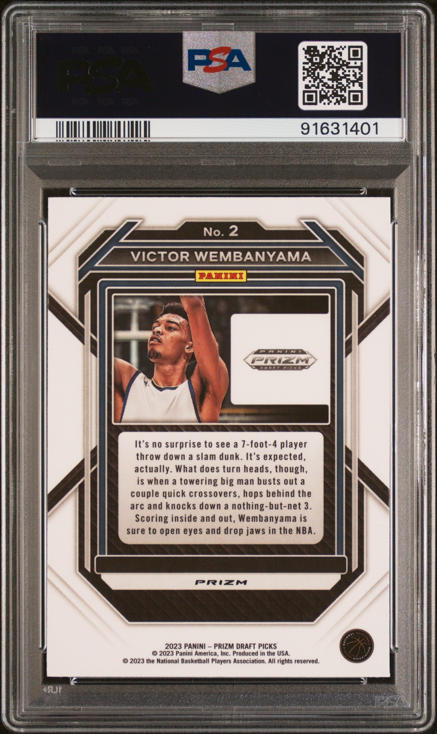 VICTOR WEMBANYAMA 2023-24 Panini Prizm Draft Picks Green Rookie #2 PSA 9 Spurs