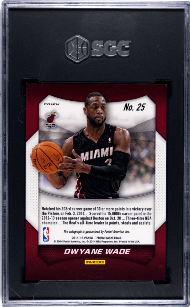 DWYANE WADE 2014-15 Panini Prizm Auto Green Prizm #25 SGC 9 Auto 10 Heat