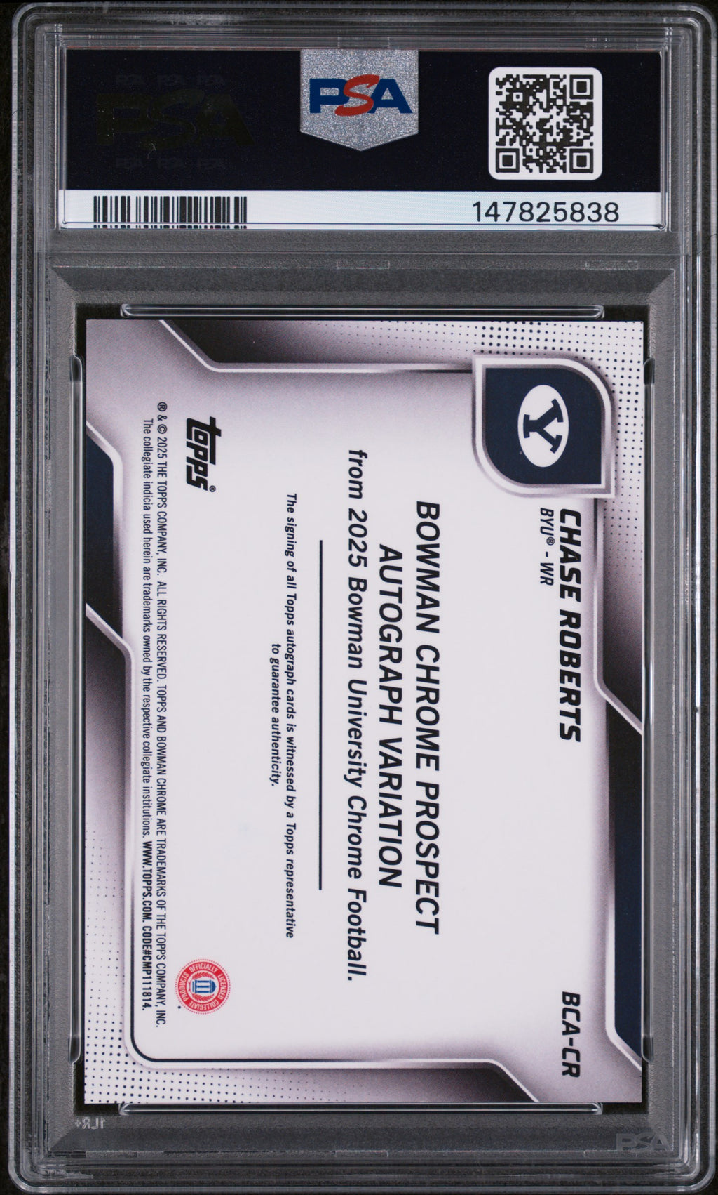 CHASE ROBERTS 2025 Bowman U Chrome 1st Prospect Auto Black Refractor /10 PSA 9