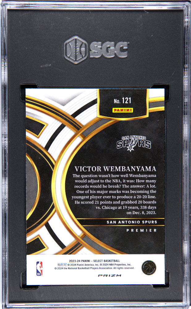 VICTOR WEMBANYAMA 2023-24 Panini Select Premier RC Tectonic Prizm #121 SGC 10
