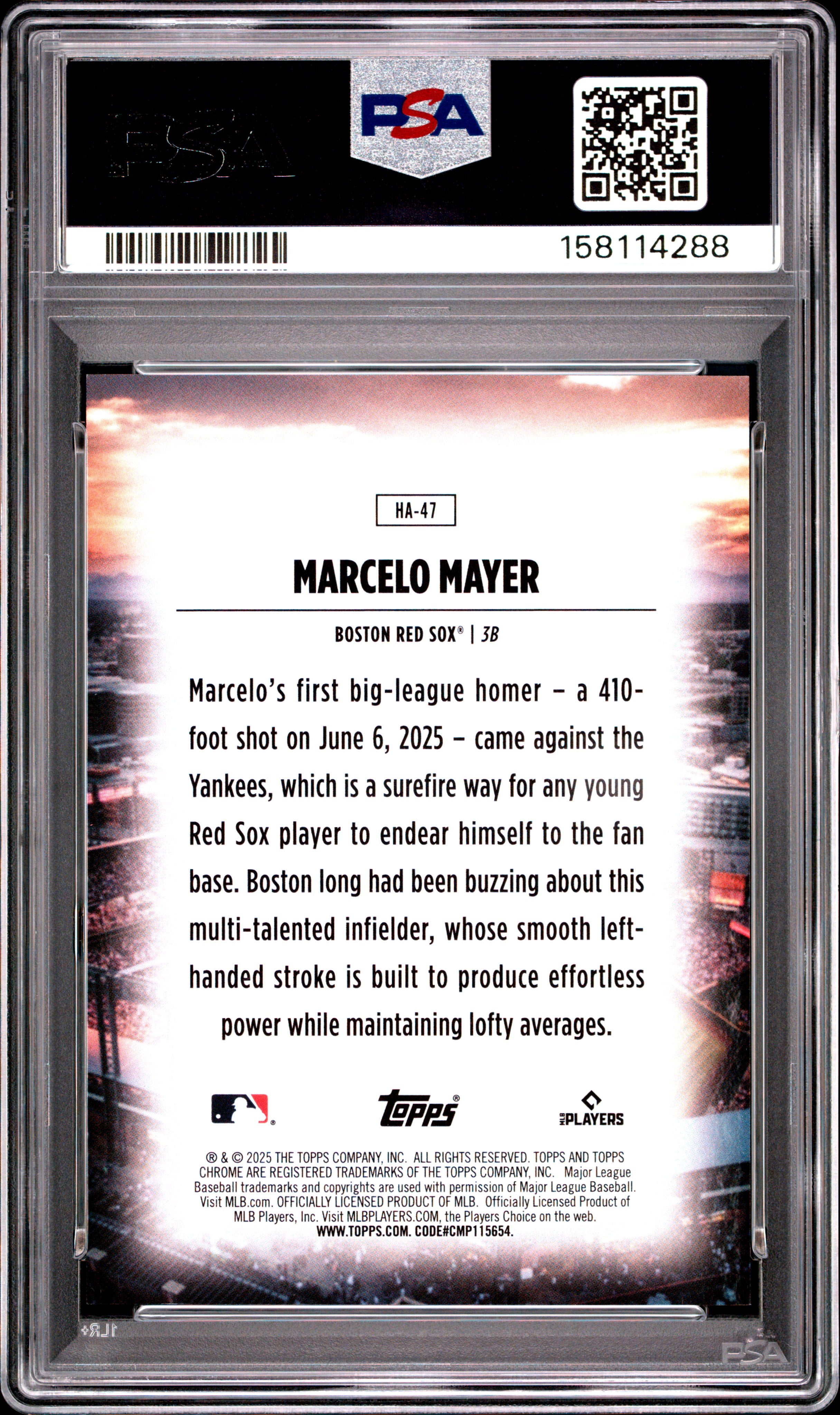 MARCELO MAYER 2025 Topps Chrome Update Home Field Advantage Rookie #47 PSA 10