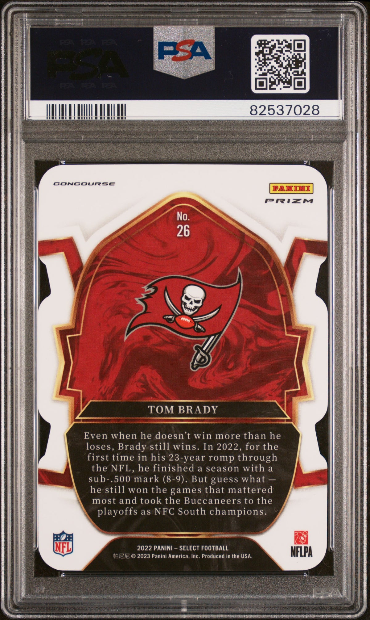 TOM BRADY 2022 Panini Select Die Cut Black Red Prizm #26 PSA 9 Buccaneers