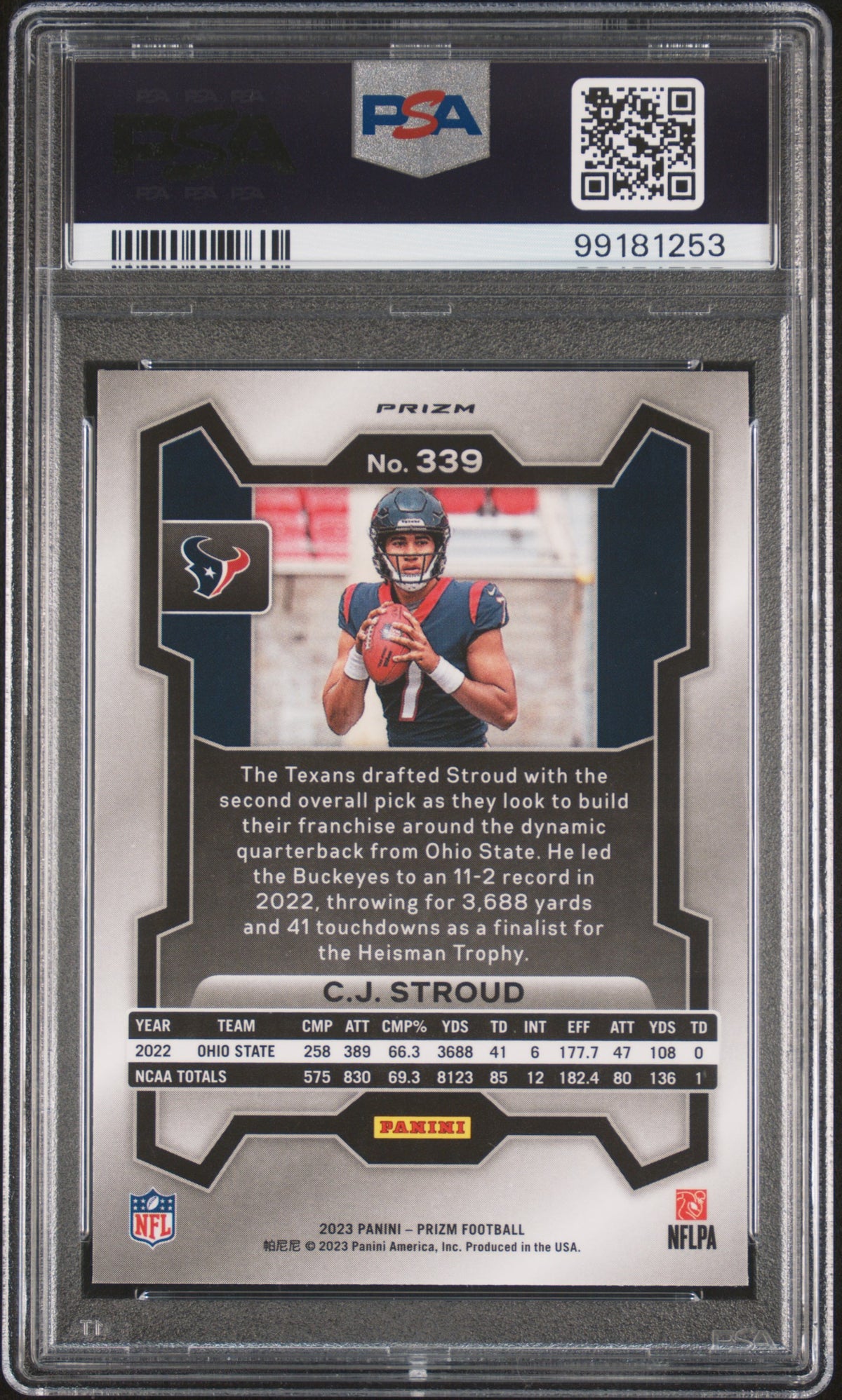 CJ STROUD 2023 Panini Prizm Rookie Silver #339 PSA 10 Texans