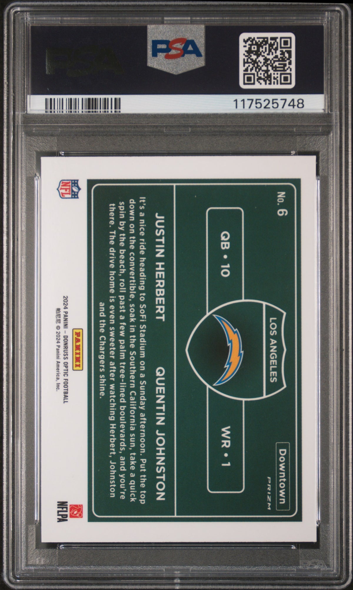 JUSTIN HERBERT QUENTIN JOHNSTON 2024 Panini Donruss Optic Downtown Duos #6 PSA 9