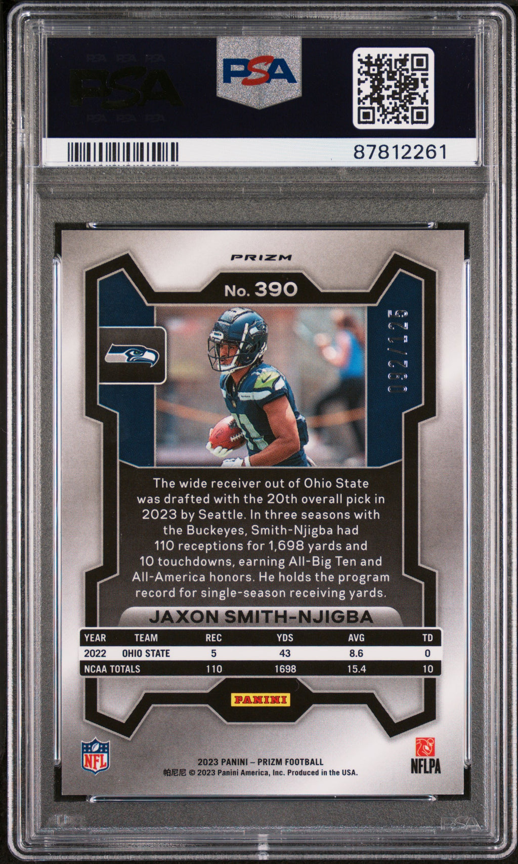 JAXON SMITH-NJIGBA 2023 Panini Prizm Rookie Purple Prizm /125 #390 PSA 10