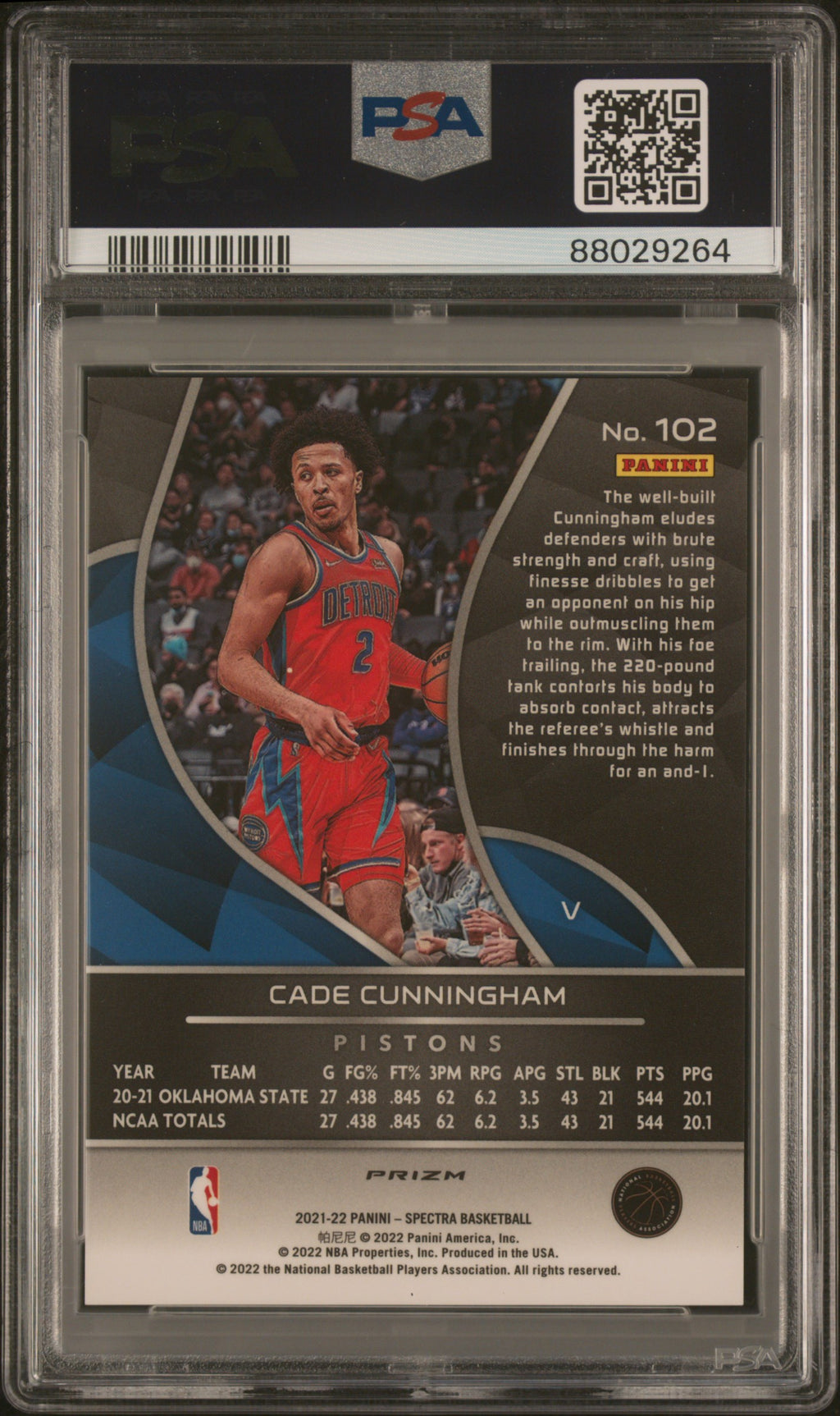 CADE CUNNINGHAM 2021-22 Panini Spectra Rookie #102 Asia Red Variation PSA 9