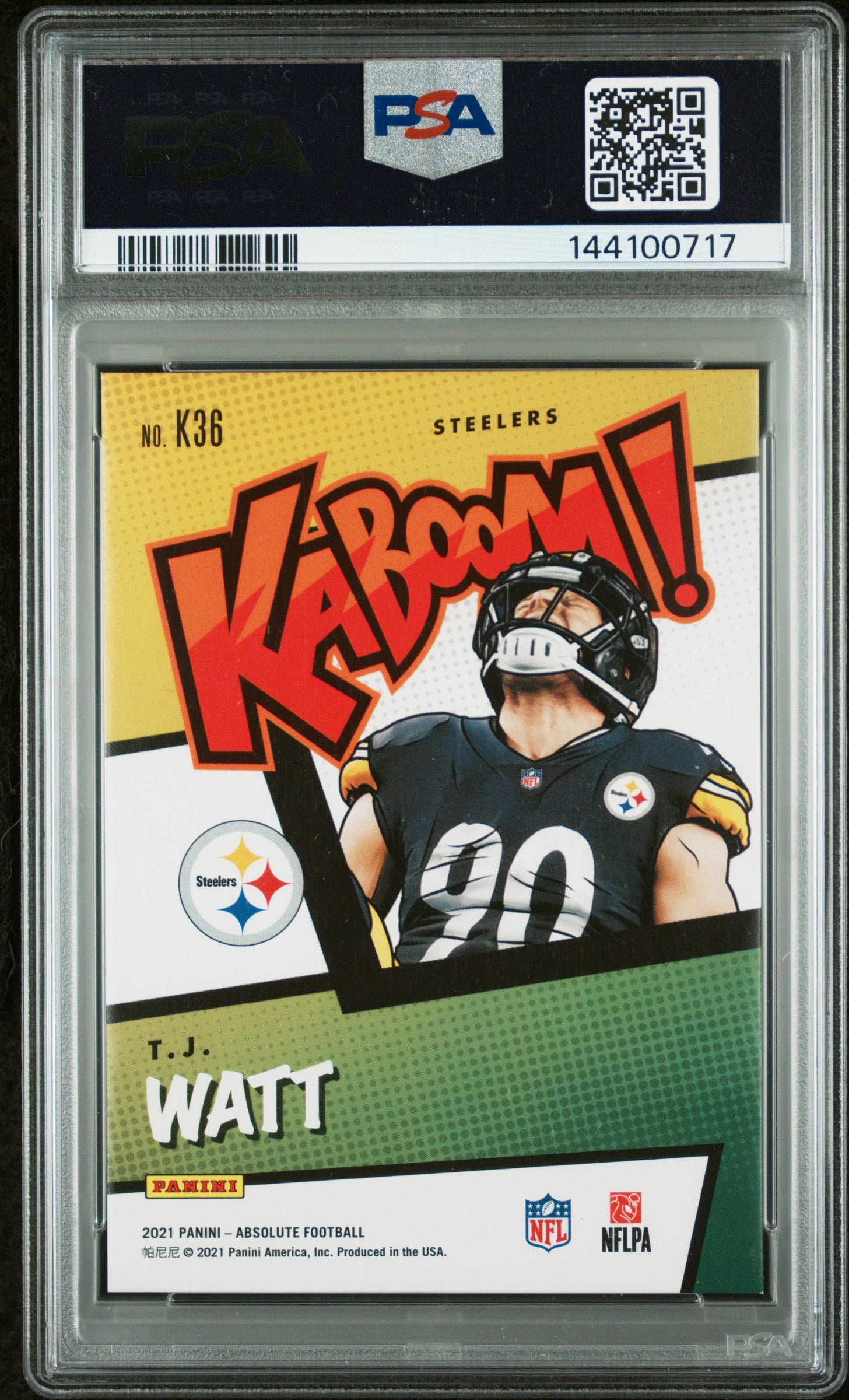 T.J. WATT 2021 Panini Absolute Kaboom Case Hit SSP #K36 PSA 9 Steelers
