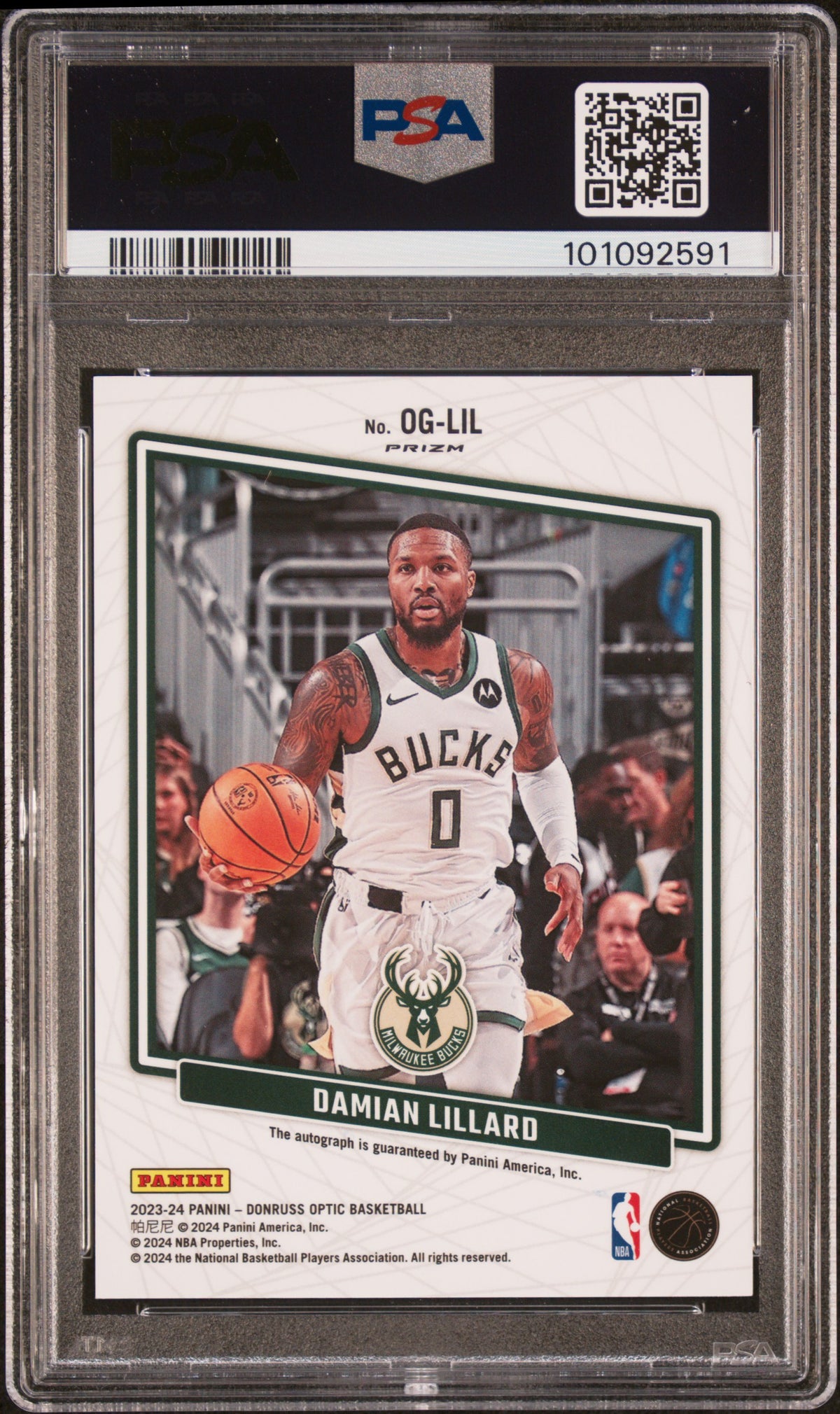 DAMIAN LILLARD 2023-24 Donruss Optic Opti-Graphs Auto Choice Prizm #OGLIL PSA 10