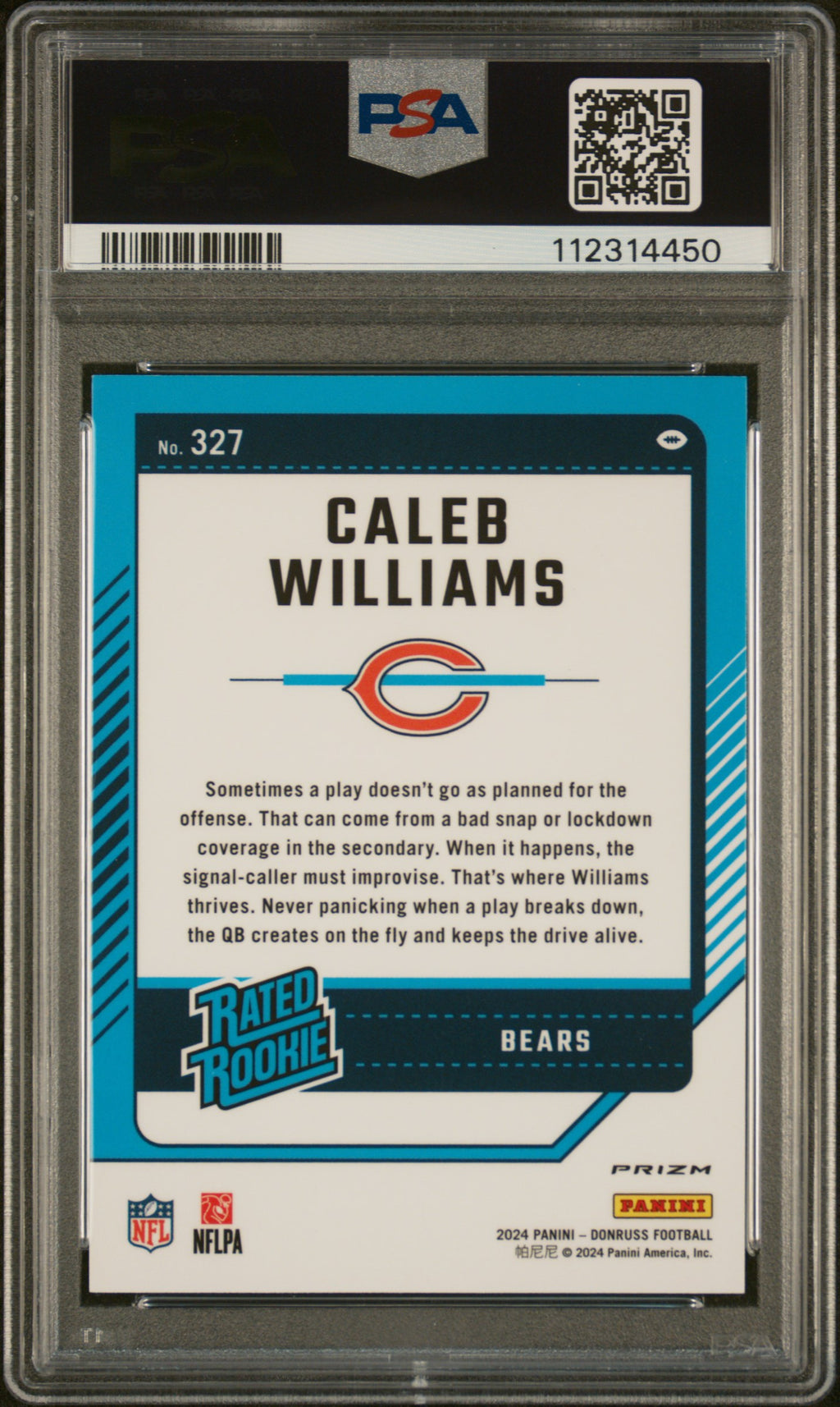 CALEB WILLIAMS 2024 Panini Donruss Optic Rated Rookie Red Wave #327 PSA 10