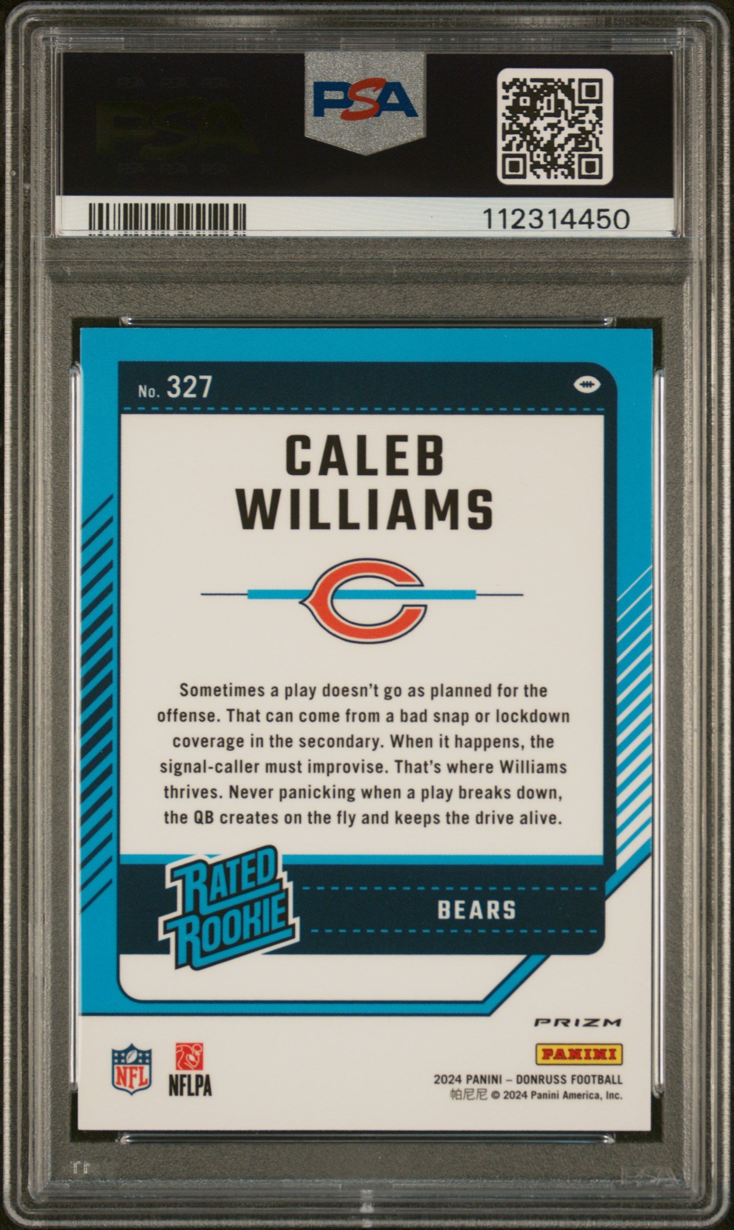 CALEB WILLIAMS 2024 Panini Donruss Optic Rated Rookie Red Wave #327 PSA 10