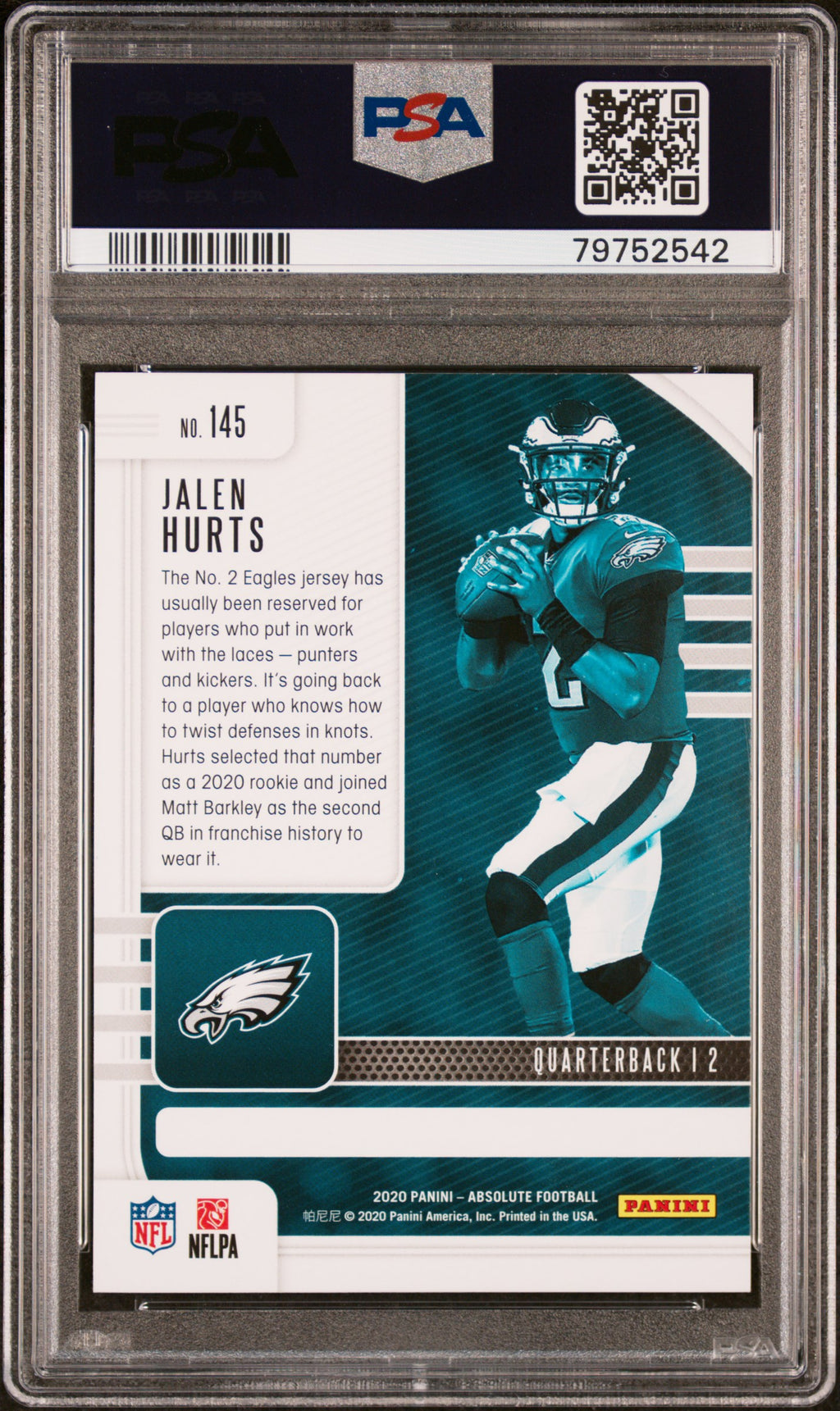 JALEN HURTS 2020 Panini Absolute Rookie Green Parallel #145 PSA 10 Eagles
