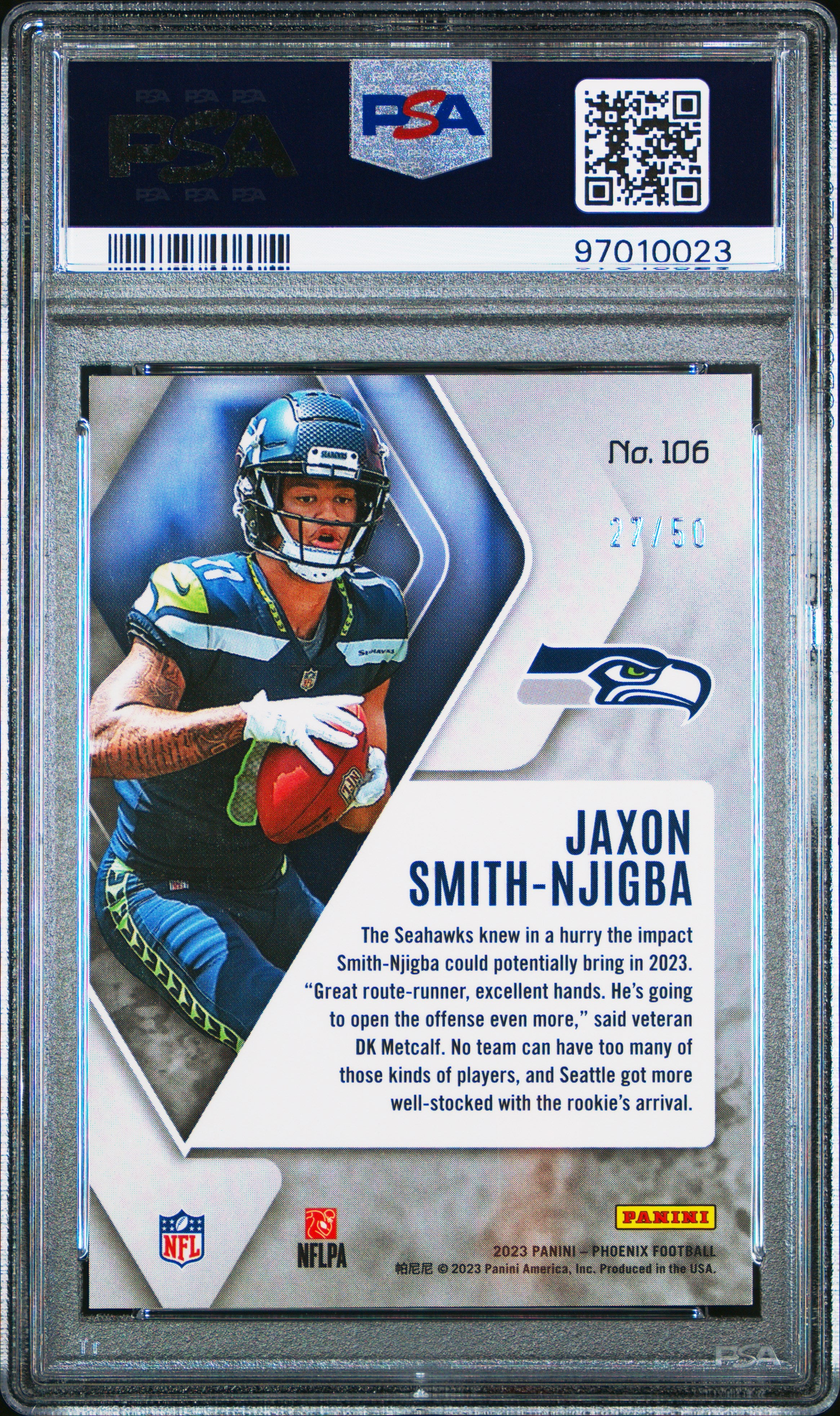 JAXON SMITH-NJIGBA 2023 Phoenix Rookie Fire And Ice Seismic /50 #106 PSA 10