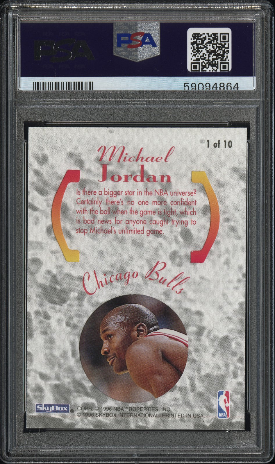 MICHAEL JORDAN 1995-96 Skybox E-XL No Boundaries #1 PSA 9 Bulls