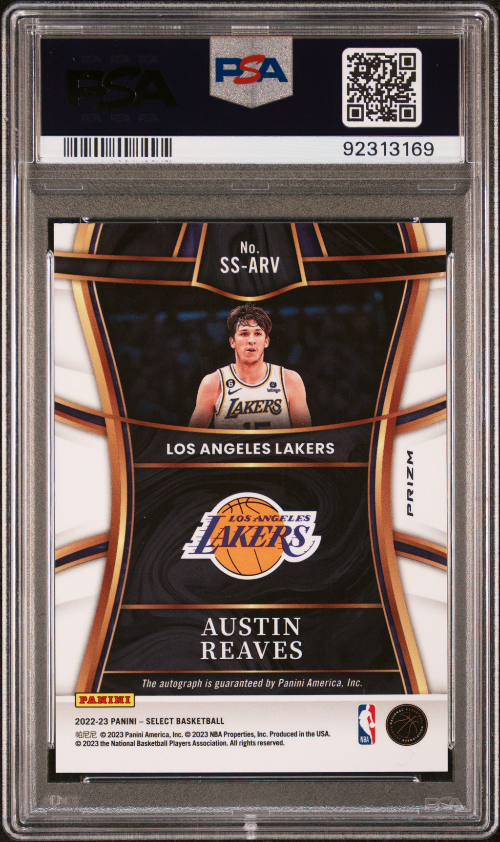 AUSTIN REAVES 2022-23 Panini Select Signature Selections Auto Prizm PSA 10