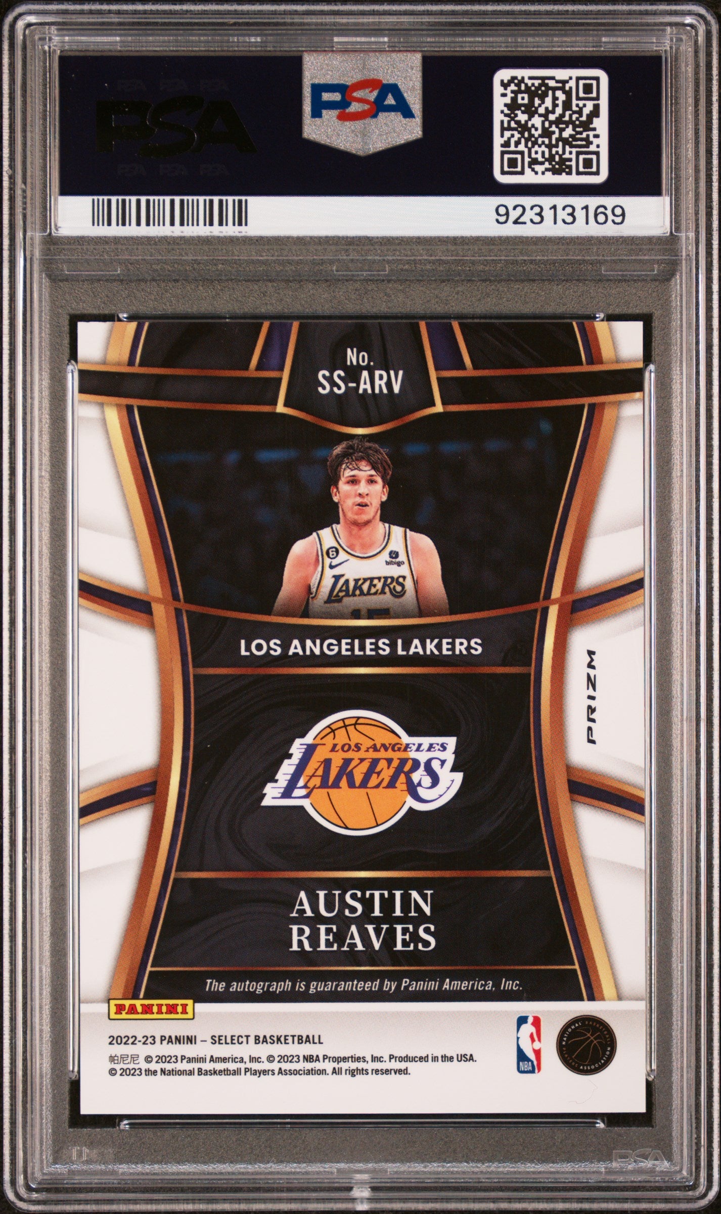 AUSTIN REAVES 2022-23 Panini Select Signature Selections Auto Prizm PSA 10