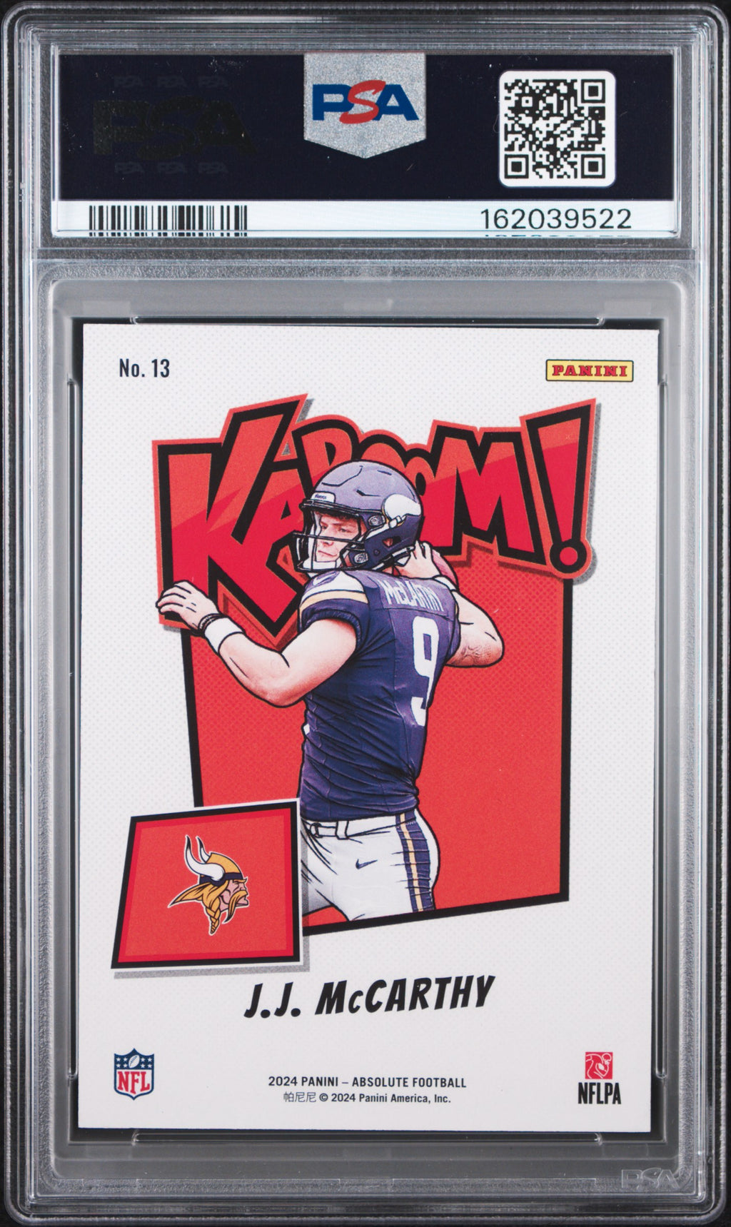 J.J. MCCARTHY 2024 Panini Absolute Kaboom Horizontal Rookie SSP #13 PSA 9