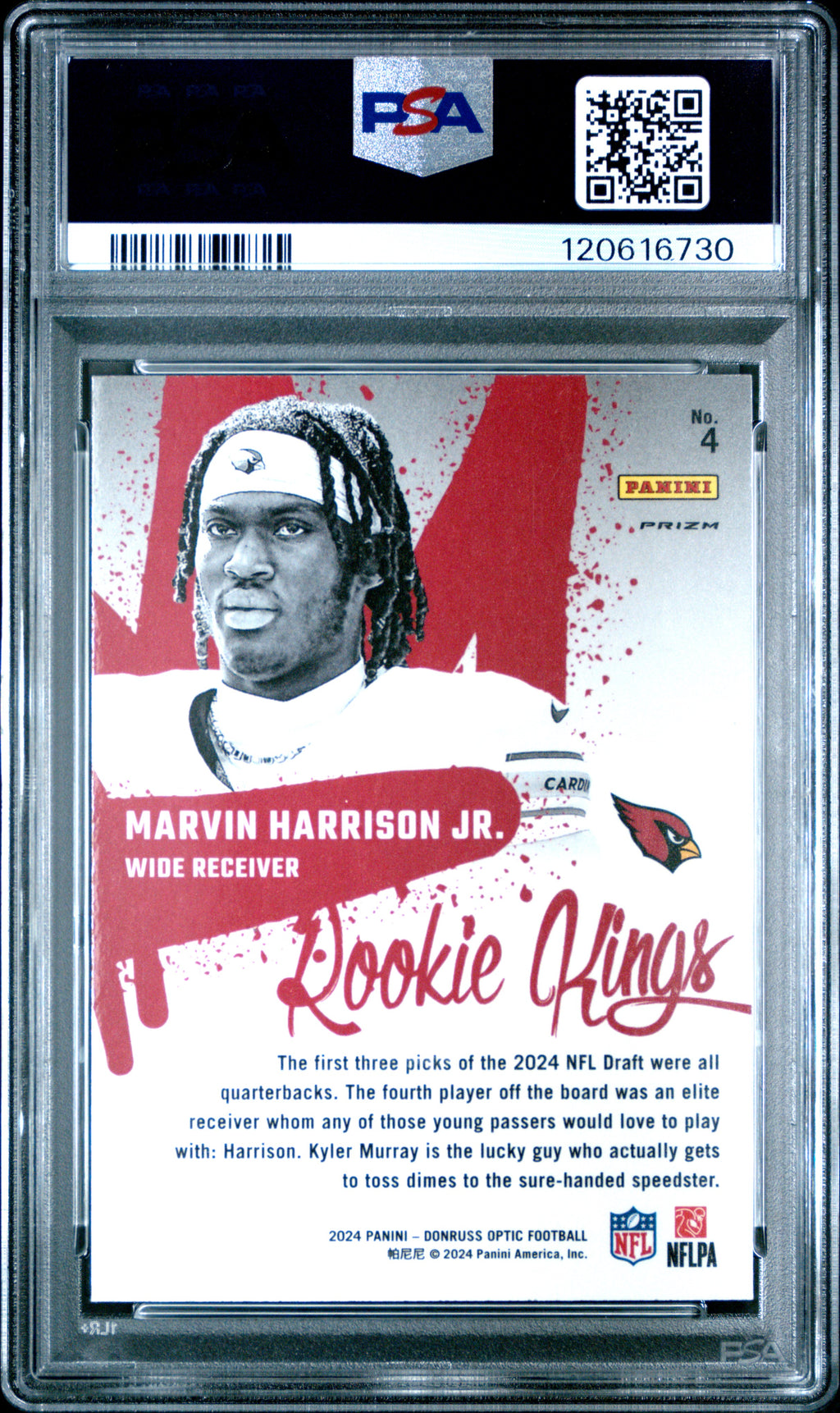 MARVIN HARRISON JR. 2024 Panini Donruss Optic Rookie Kings SSP #4 PSA 10
