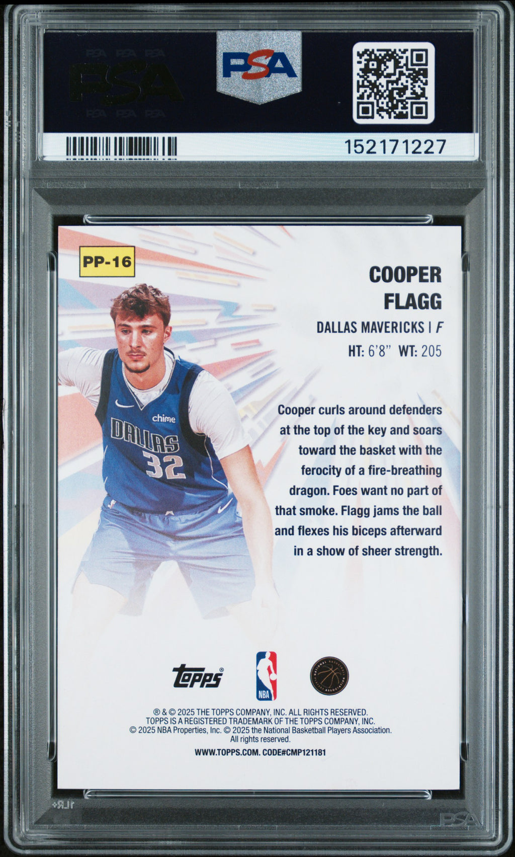COOPER FLAGG 2025-26 Topps Rookie Power Players #PP-16 PSA 10 Mavericks
