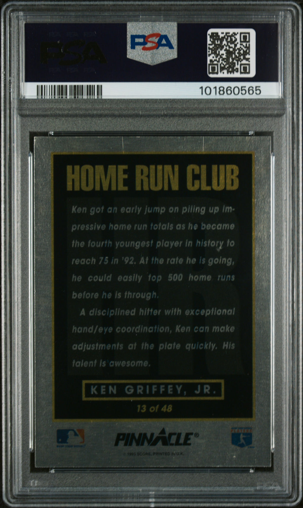 KEN GRIFFEY JR. 1993 Pinnacle Home Run Club #13 PSA 9 Mint Mariners