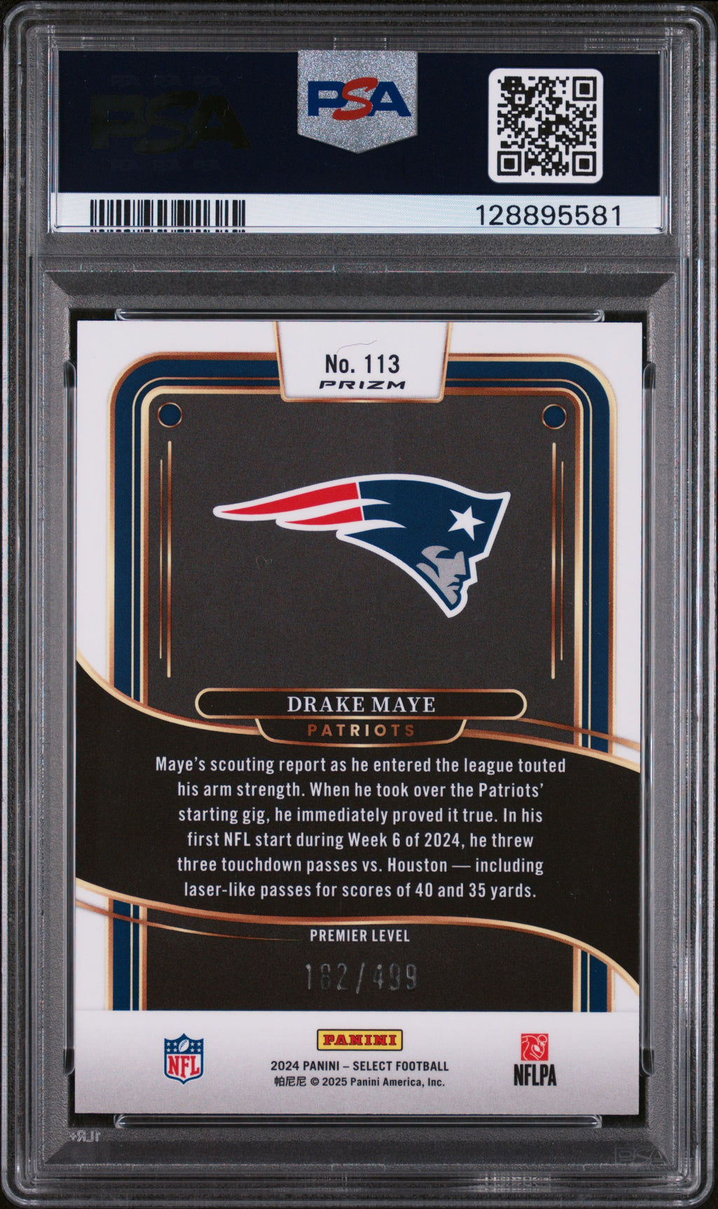 DRAKE MAYE 2024 Panini Select Neon Green Shock Prizm /499 #113 PSA 10 Patriots