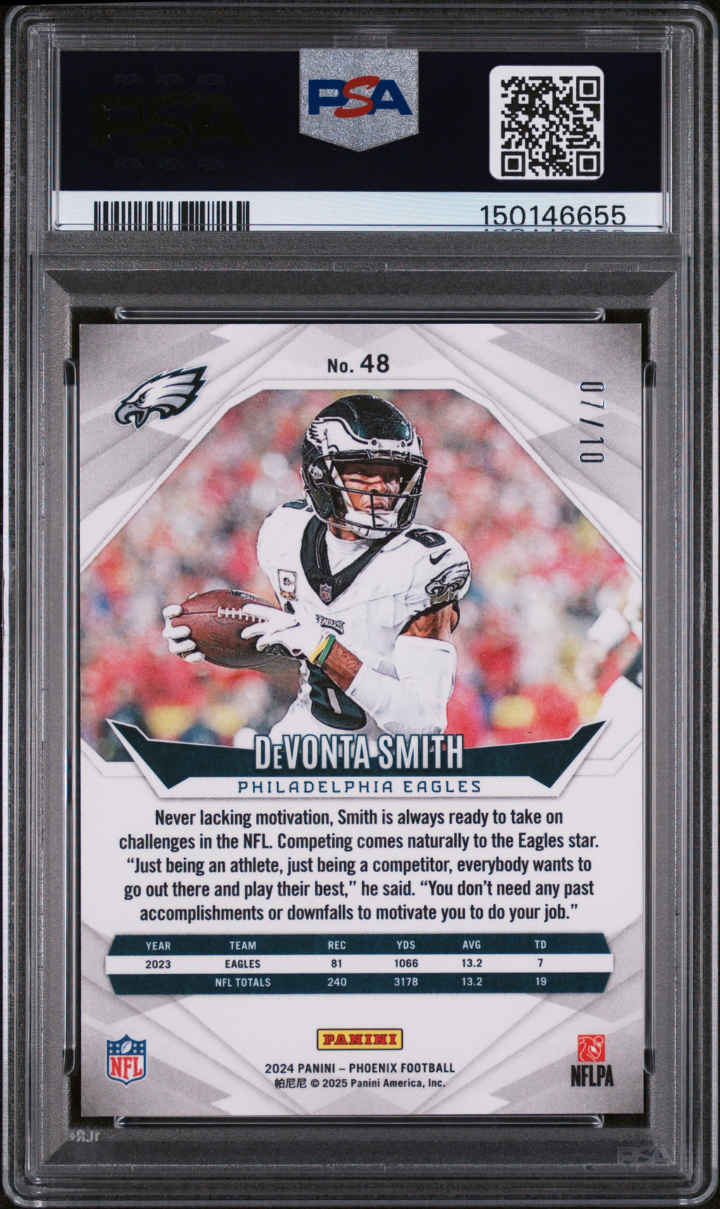 DEVONTA SMITH 2024 Panini Phoenix International Gold Prizm /10 #48 PSA 10 Eagles